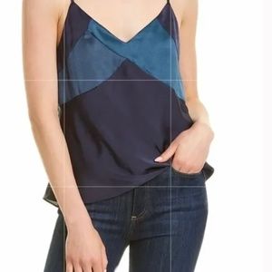 BA&SH Culte Satin Camisole in Cobolt Blue Colorblock